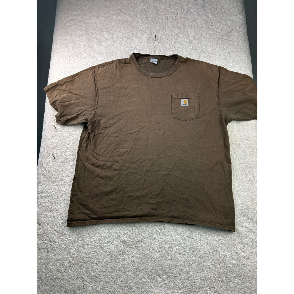 Carhartt T-Shirt Men's Brown XL Cotton Pocket Crew Neck Workwear
